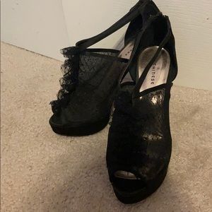 Black heels with lace detail
